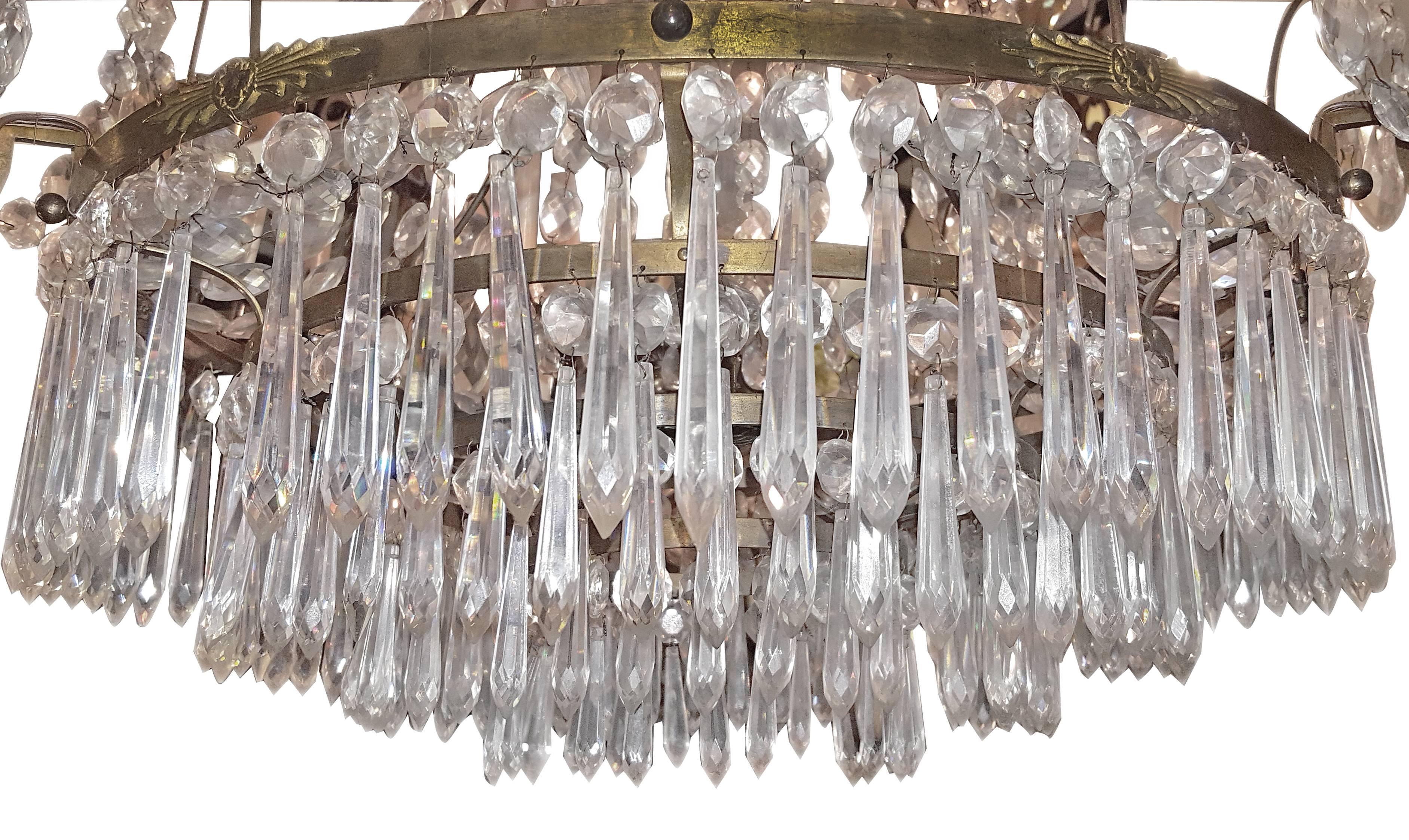 Early 20th Century Neoclassic Swedish Crystal Chandelier