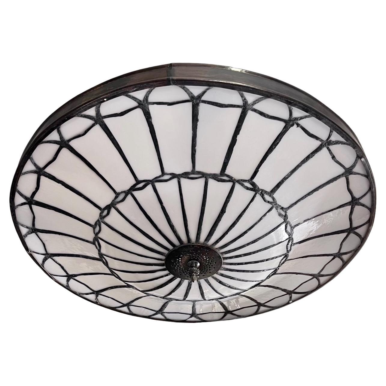 Set of Leaded Glass Pendant Light Fixtures, Sold Individually For Sale