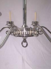 Pair of Neoclassic Silver Plated Chandeliers