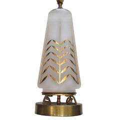 Antique Opaline Glass Lamp with Gilt Decoration