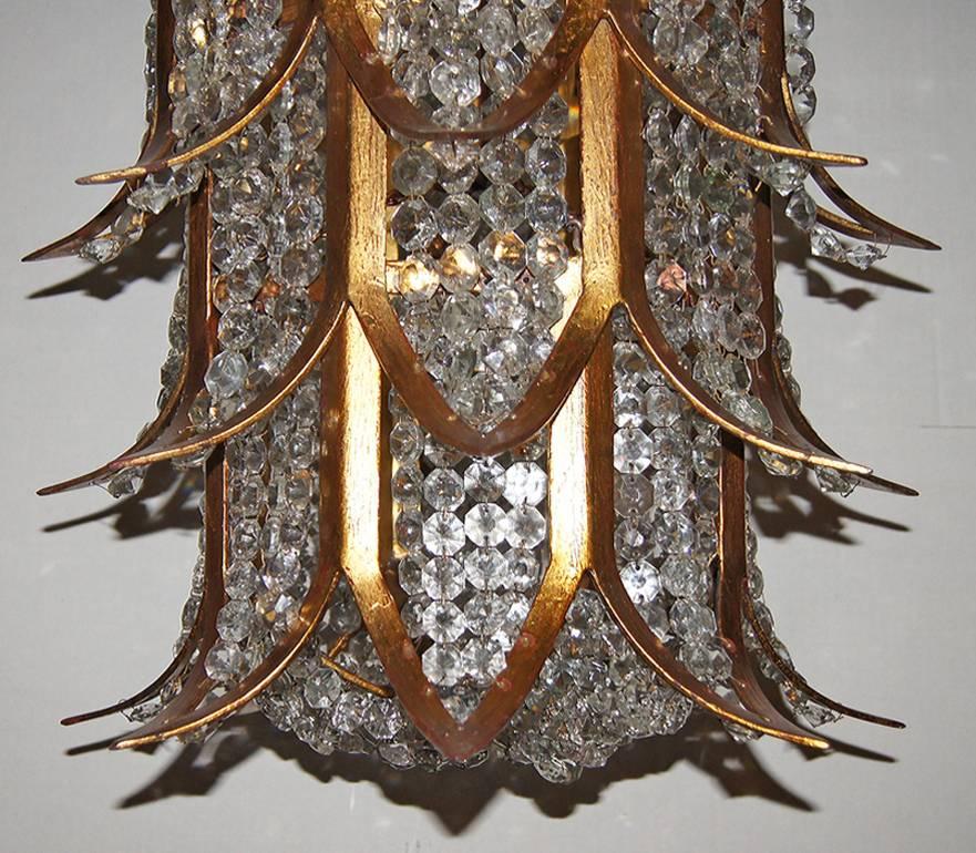 Juego de faroles de metal dorado y cristal, se venden por unidad en Bueno estado para la venta en New York, NY