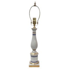 Vintage White and Blue Porcelain Lamp
