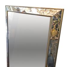 French Etched Mirror with Gilt Details