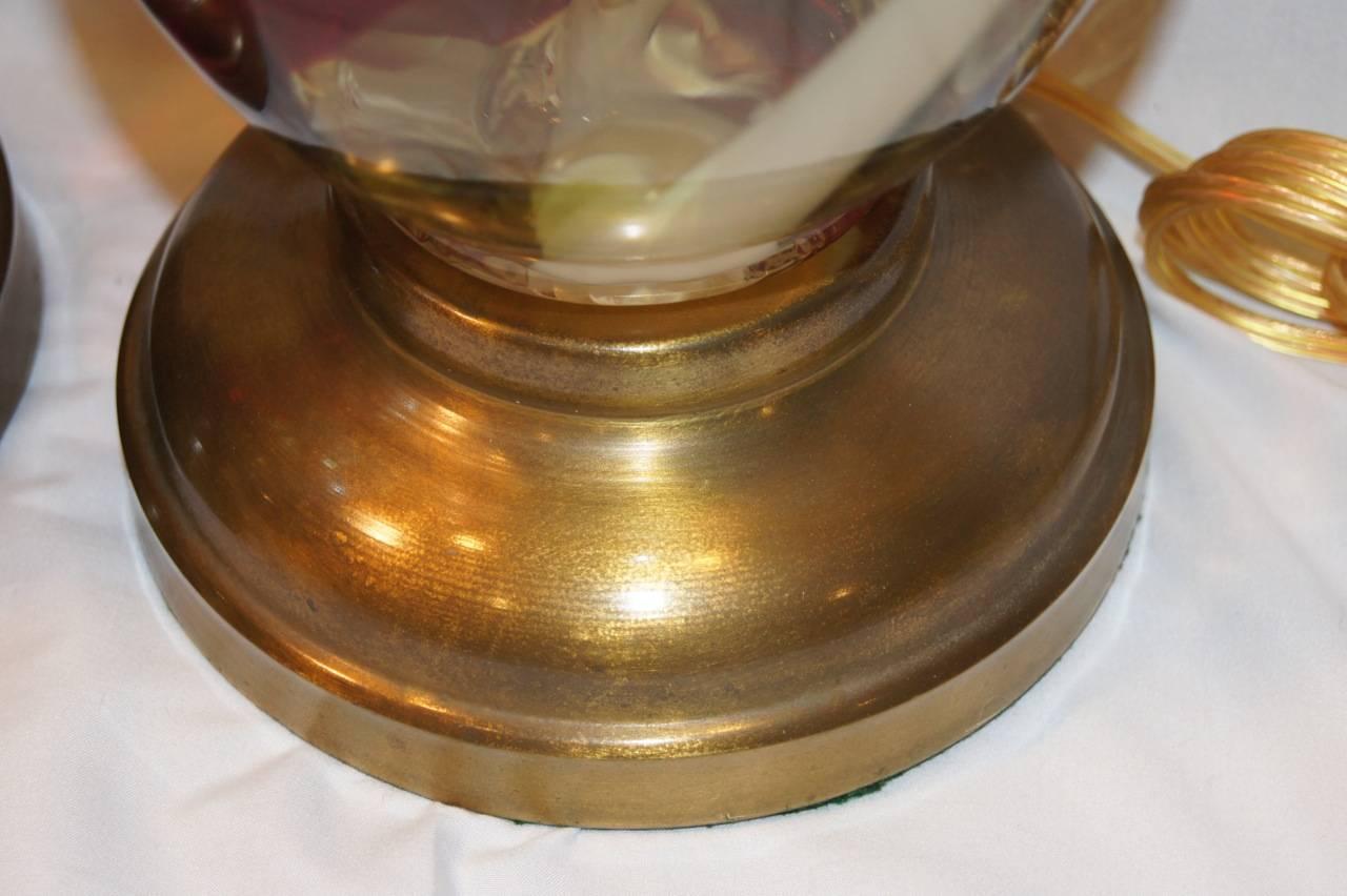 Pareja de lámparas de mesa de Murano de mediados de siglo en Excelente estado para la venta en New York, NY