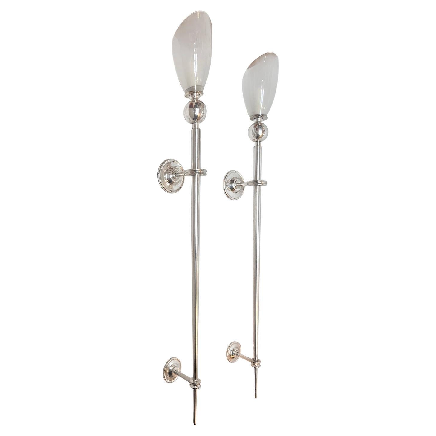 Set di 6 lampade francesi in argento. Venduto a coppia. in vendita