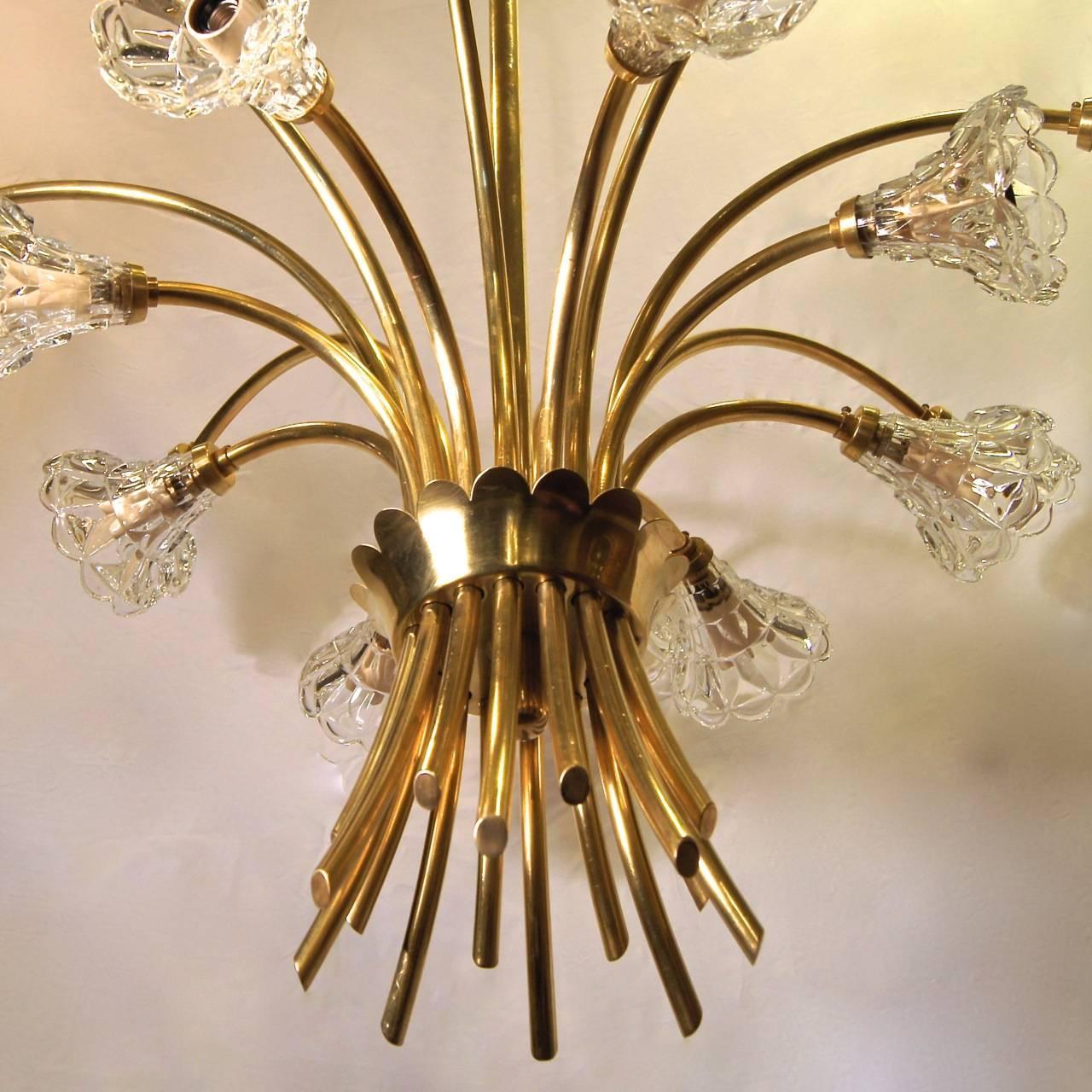 Molded Glass Flower Chandelier For Sale at 1stdibs