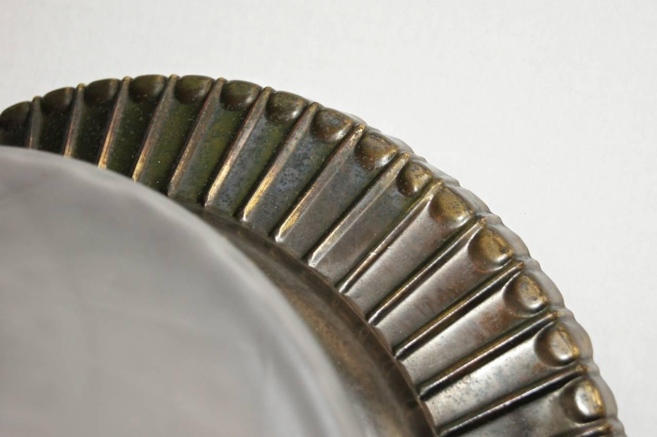 Molded Glass Flush Mount with Frosted Glass In Good Condition For Sale In New York, NY