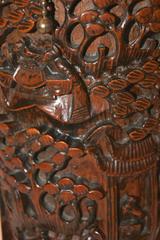 Single Antique Carved Chinese Wood Table Lamp