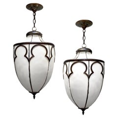 Vintage Pair of Leaded Glass Lanterns, Sold Individually