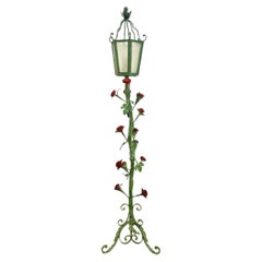 Vintage Painted Iron Venetian Floor Lamp with Roses