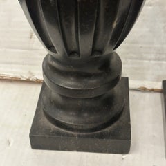 Pair of Neoclassic Style French Carved Black Marble Vases