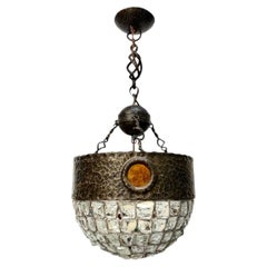 Hammered Metal and Glass Pendant Light Fixture