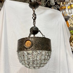 Hammered Metal and Glass Pendant Light Fixture