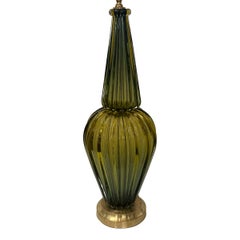 Large Green Vintage Murano Table Lamp