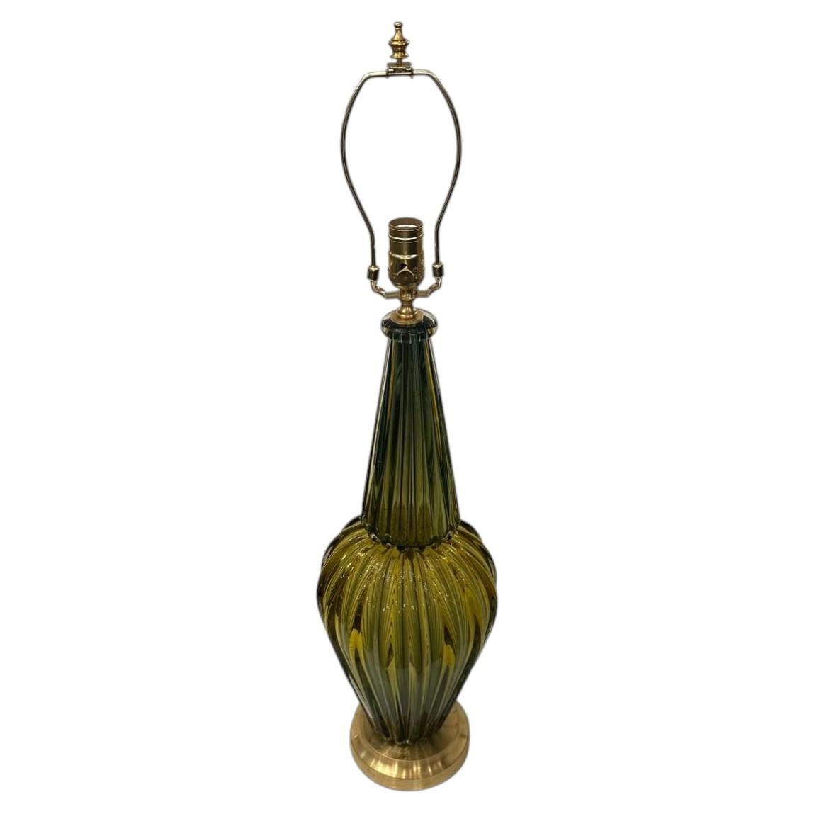 Large Green Vintage Murano Table Lamp