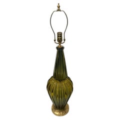 Large Green Vintage Murano Table Lamp