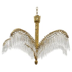 Set of 4 Vintage Palm Tree Chandeliers with Crystal Pendants. Sold individually