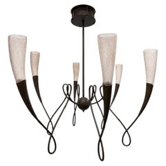 Coppia di lampadari vintage in stile “Italian Moderne”. Venduto singolarmente