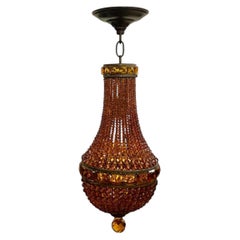 Antique Amber Crystal Beaded Light Fixture