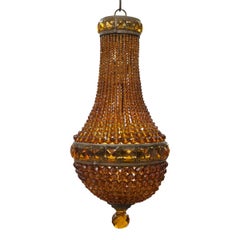 Antique Amber Crystal Beaded Light Fixture