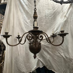 Antique Dutch Bronze Chandelier