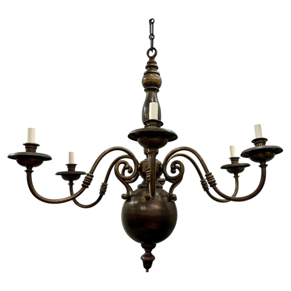 Antique Dutch Bronze Chandelier For Sale