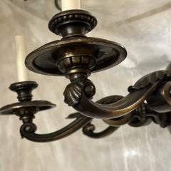 Antique Bronze Dutch Chandelier with Original Patina