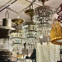Set of 3 French Crystal Light Fixtures, Sold Individually