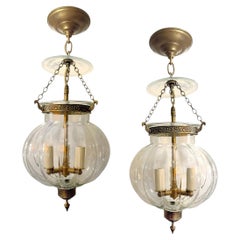 Set of 9 MidCentury Blown Glass Italian Lanterns. Sold Individually.