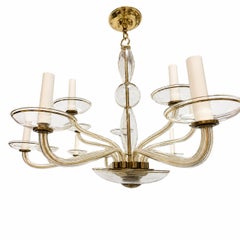 Vintage Double Tier Amber Murano Glass Chandelier