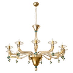 Large Midcentury Amber Murano glass Chandelier