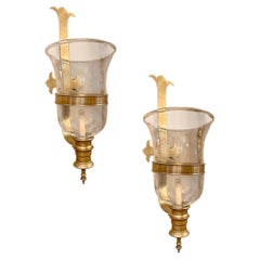 Set of 4 Large Sconces with Hurricanes. Sold per pair