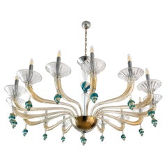 Large Midcentury Amber Murano glass Chandelier