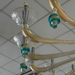 Large Midcentury Amber Murano glass Chandelier