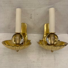Pair of Vintage Midcentury Gilt Shell Sconces