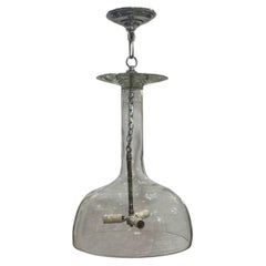 Vintage Clear Glass Large Champagane Glass Lantern Light Fixture