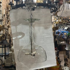 Vintage Clear Glass Large Champagane Glass Lantern Light Fixture