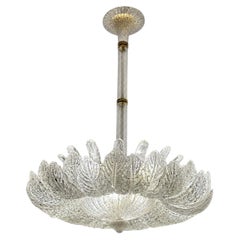 Vintage-Leuchte aus Murano-Glas mit Blattmotiv am Leuchtenkörper