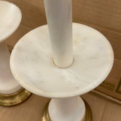 Pair of Vintage French White Alabaster Lamps