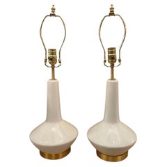 Pair of Midcentury Modern Italian White Lamps