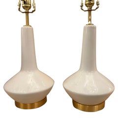 Pair of Midcentury Modern Italian White Lamps