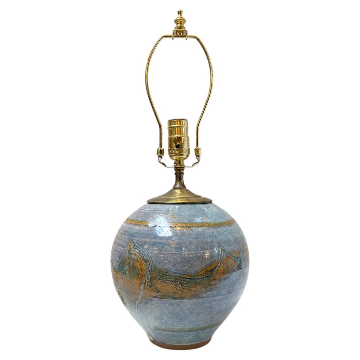 Einzelne Tischlampe aus Porzellan im Mid-Century-Stil
