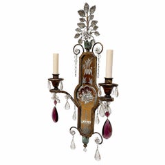 Pair of French Bagues Sconces with Mirror Backs