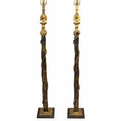 Pair of Hammered Metal Floor Lamps