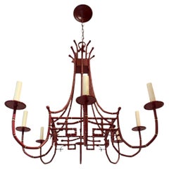 Vintage Red Told Pagoda Chandelier