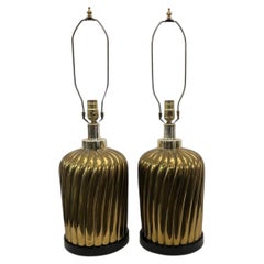 Pair of Vintage Italian Hammered Brass Lamps