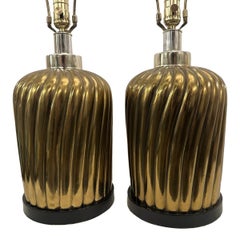 Pair of Vintage Italian Hammered Brass Lamps