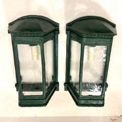Pair of Vintage English Painted Metal Lanterns
