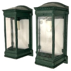 Pair of Vintage English Painted Metal Lanterns