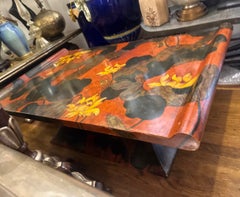 Vintage Midcentury Painted Lotus Coffee Table